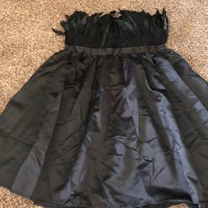 Feather, strapless semi formal dress